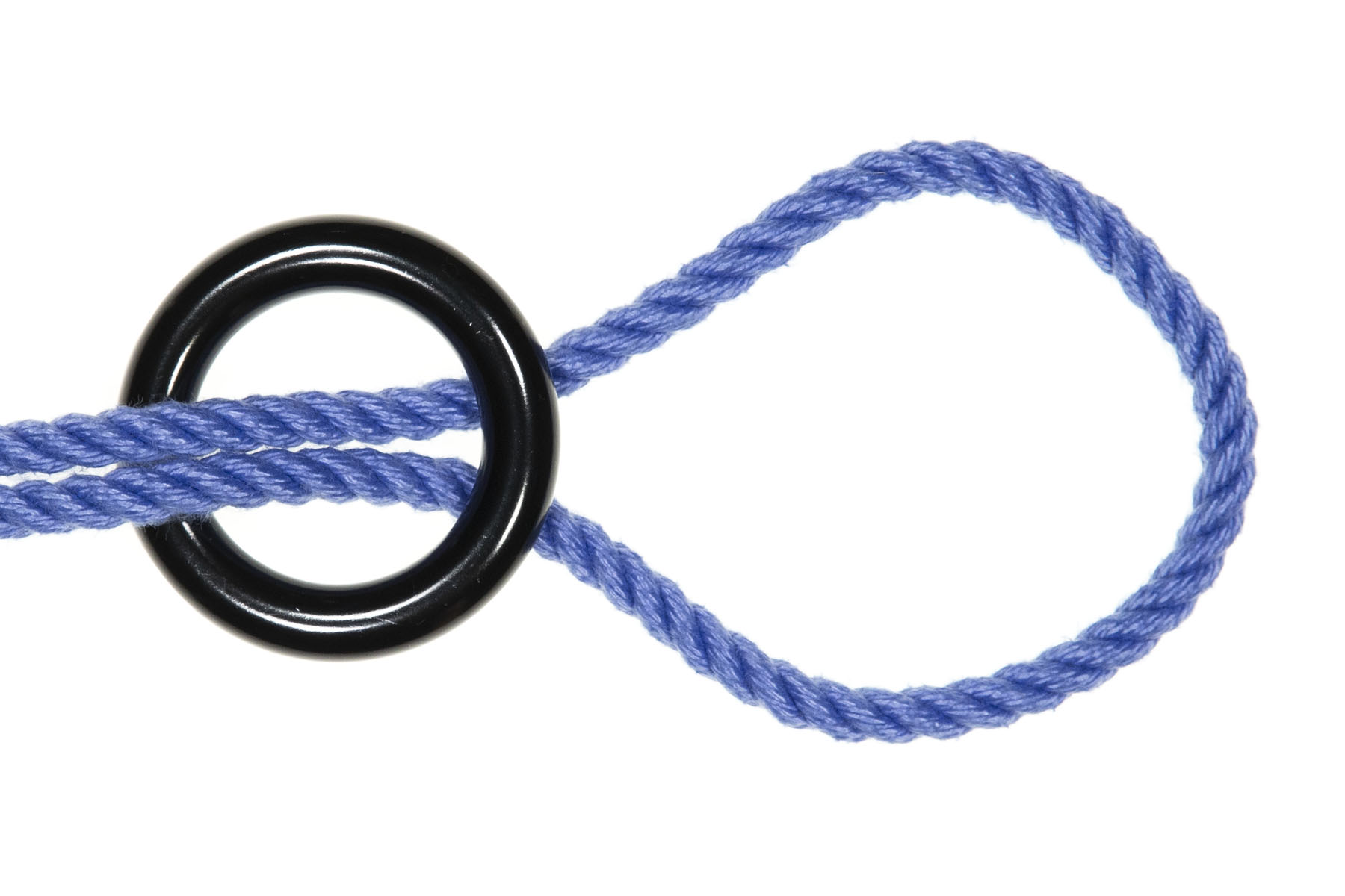 The bight of the rope has been expanded to make a loop that is four inches in diameter.