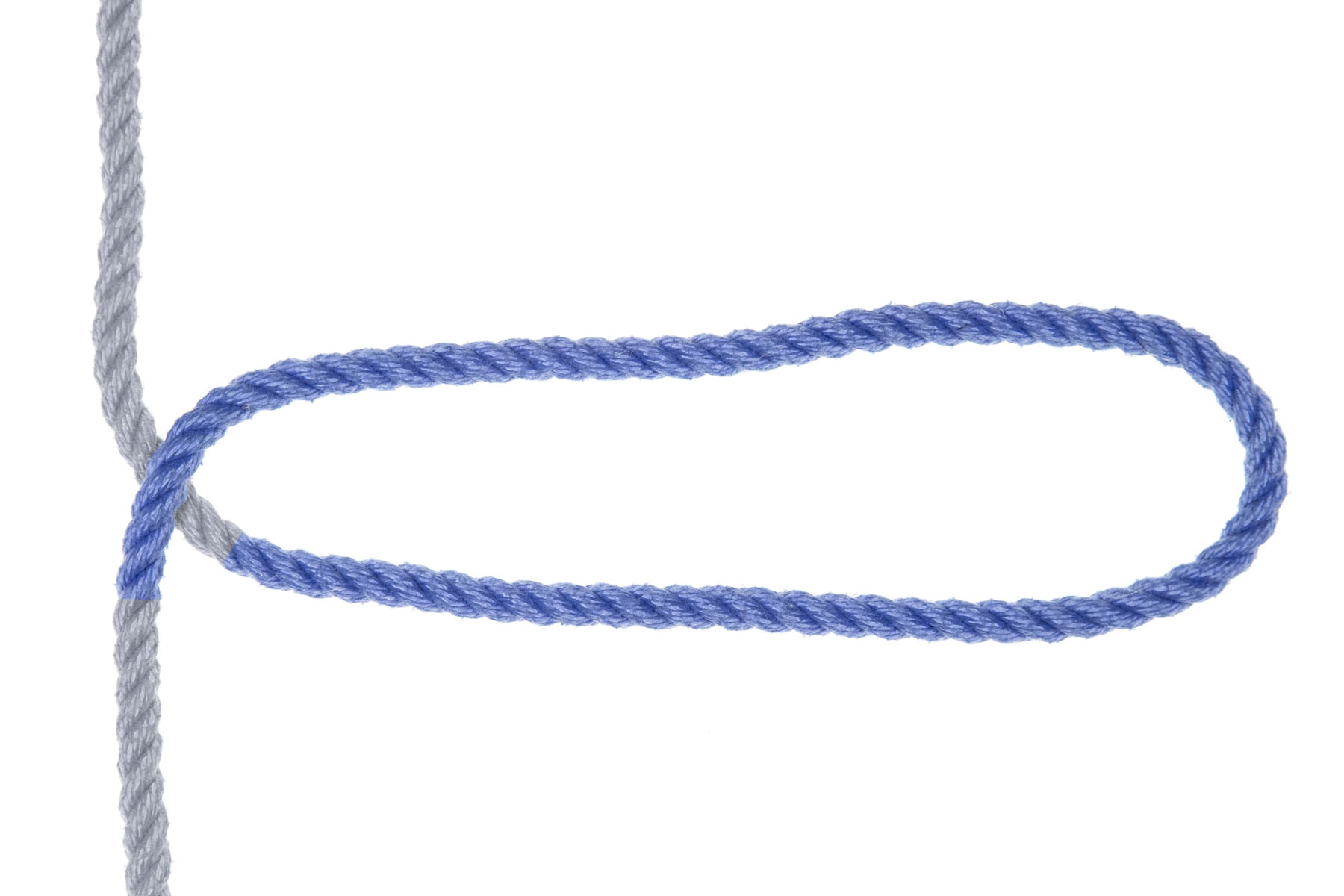 The bight has been flipped over so that the rope crosses itself at the base of the bight. The bight still points to the right, but the the end of the rope that exits at the bottom of the frame now crosses over the rope that enters from the top.